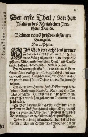 Der erste Theil, von den Psalmen des Königlichen Propheten Davids