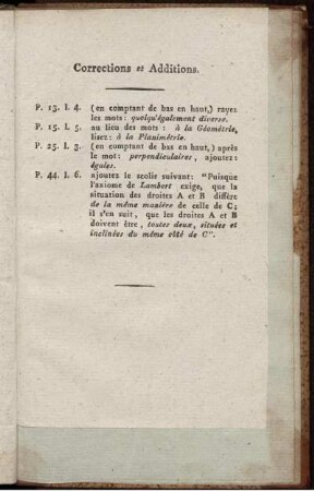 Corrections et Additions.