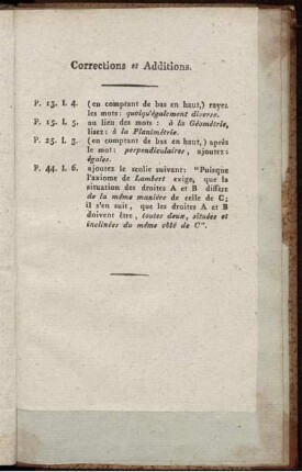 Corrections et Additions.