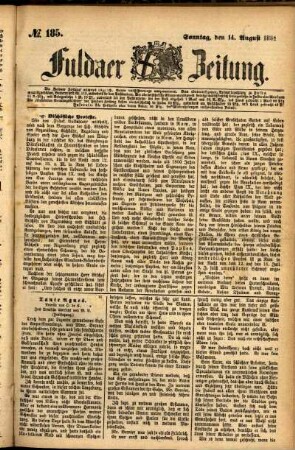 Ausgabe vom Sonntag, den 14. August 1881.