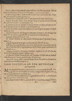Libri Poetici, & Ad Rem Metricam pertinentes.