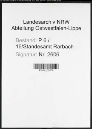 Sterberegister Standesamt Rarbach