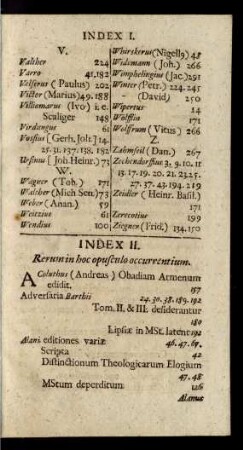 Index II. Rerum in hoc opusculo occurentium.