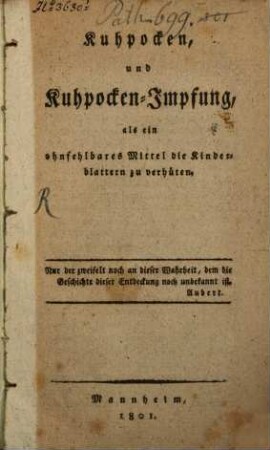 Kuhpocken und Kuhpocken-Impfung