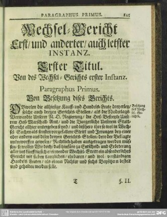 Wechsel-Bericht, Erst, und anderter, auch letster Instanz [Erster Titul - Dritter Titul]
