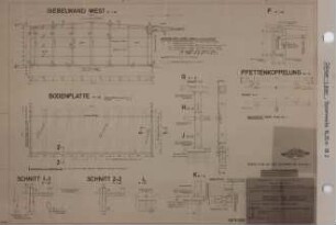Bauteil: Baustofflager (Giebelwand West, Bodenplatte, Fundamente und Pfettenkopplung, Projekt: Baustoff- u. Düngelager)