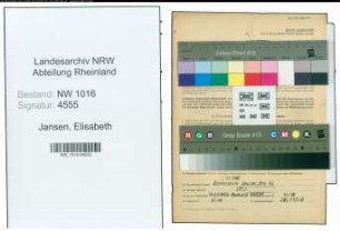 Entnazifizierung Elisabeth Jansen , geb. 25.05.1905 (Schneiderin)