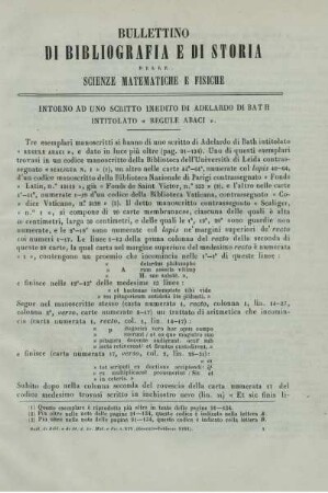 Intorno ad uno scritto inedito di Adelardo Di Bath intitolato "Regule Abaci".
