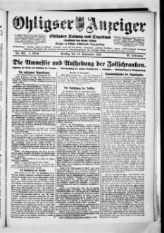 Ohligser Anzeiger : Ohligser Zeitung und Tageblatt ; einzige in Ohligs erscheinende Tageszeitung