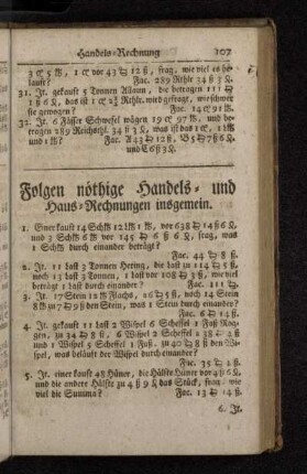 Folgen nöthige Handels- und Haus-Rechnungen insgemein.