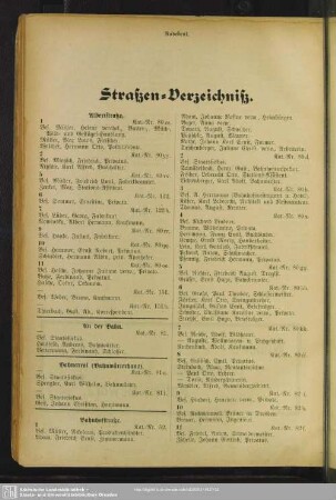 Häuserbuch : Straßen-Verzeichniß