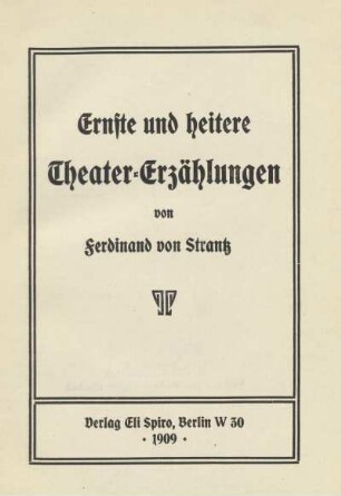 Ernste und heitere Theater-Erzählungen
