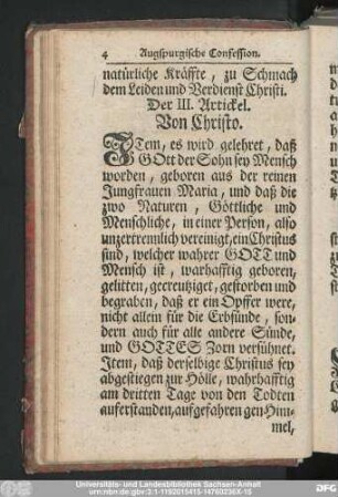 Der III. Artickel. Von Christo.