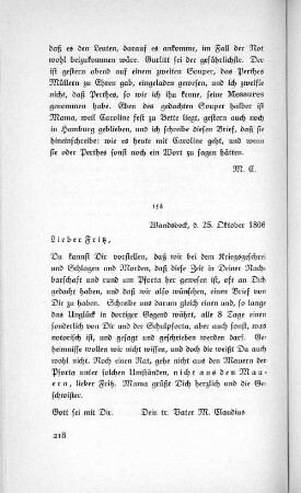 156 Wandsbeck, d. 25. Oktober 1806