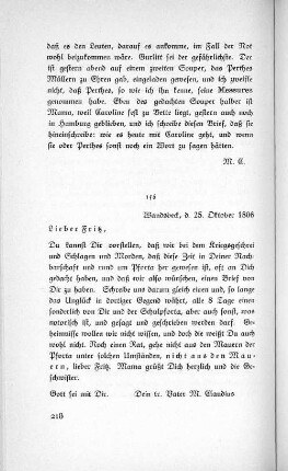 156 Wandsbeck, d. 25. Oktober 1806