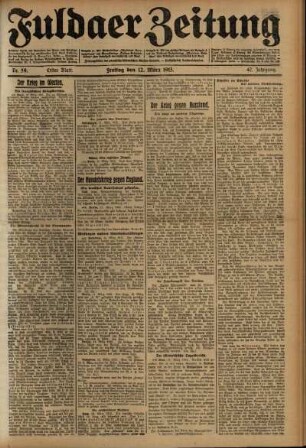 Erste Ausgabe vom Freitag, den 12. März 1915.