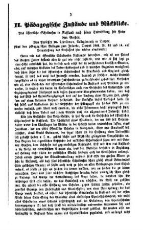 Pädagogische Zustände und Rückblicke