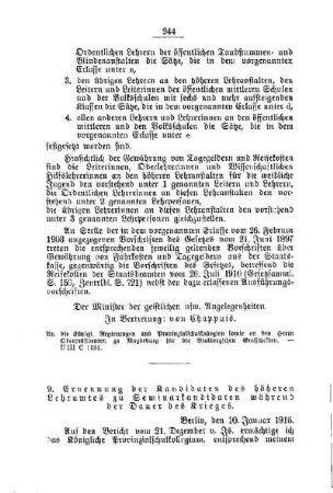 Ernennung der Kandidaten des höheren Lehramtes zu Seminarkandidaten während der Dauer des Krieges : [C. Allgemeine Angelegenheiten der Unterrichtsanstalten]