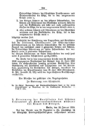 Ernennung der Kandidaten des höheren Lehramtes zu Seminarkandidaten während der Dauer des Krieges : [C. Allgemeine Angelegenheiten der Unterrichtsanstalten]
