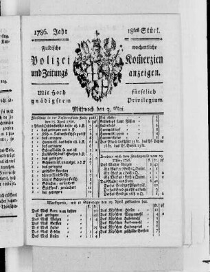 18tes Stück., Ausgabe vom 3. Mai 1786