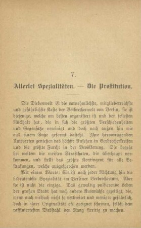 V. Allerlei Spezialitäten. - Die Prostititution