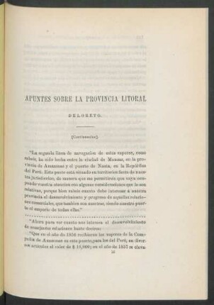 Apuntes sobre la provincia litoral de Loreto. - [Continuación.]