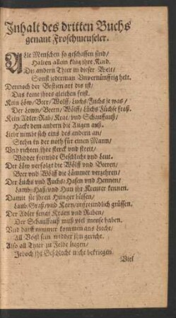 Inhalt des dritten Buchs genant Froschmeuseler.