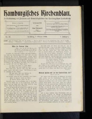 Nr. 28. Hamburg, 9. Oktober 1904. 1. Jahrgang.