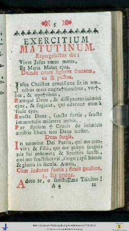 Exercitium Matutinum.