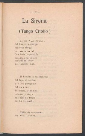 La sirena : (Tango criollo)