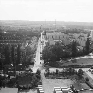 Riethstraße zwischen den Erfurter Stadtteilen Rieth und Ilversgehofen : Blickrichtung Südwesten