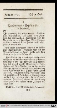 Januar 1792. Erstes Heft
