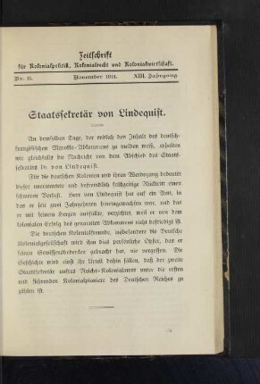 Staatssekretär von Lindequist.