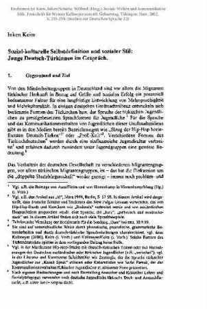 Sozial-kulturelle Selbstdefinition und sozialer Stil: Junge Deutsch-Türkinnen im Gespräch