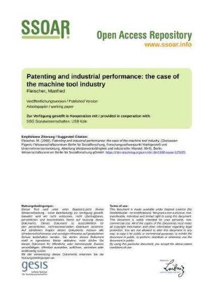 Patenting and industrial performance: the case of the machine tool industry