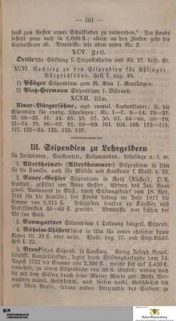 III. Stipendien zu Lehrgeldern