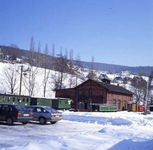 Breitenbrunn-Rittersgrün-Oberritersgrün, Kirchstraße 4. Schmalspurbahn-Museum Rittersgrün. Außengelände mit Schmalspurbahnwagen