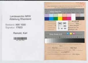Entnazifizierung Karl Reinold, geb. 10.02.1906 (Techn.Angest.)
