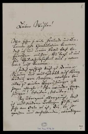 Nr. 5 Brief von Rudolph Wagner an Friedrich Wöhler. Göttingen, 8.3.1861