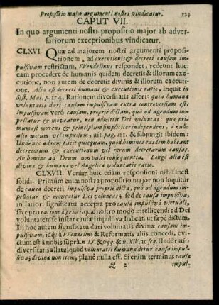 Caput VII. In quo argumenti nostri propositio maior ab adversariorum exceptionibus vindicatur.