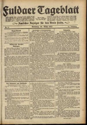 Ausgabe vom Dienstag, den 29. März 1921.