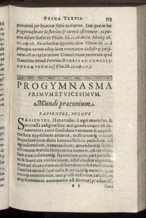 Progymnasma Primum Et Vicesimum. Mundi præconium.