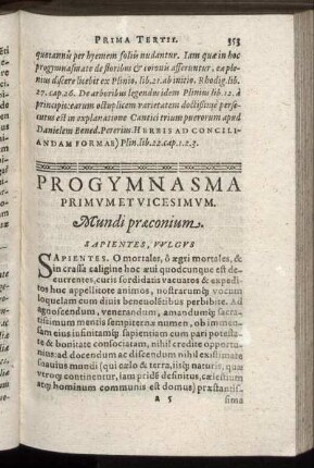 Progymnasma Primum Et Vicesimum. Mundi præconium.