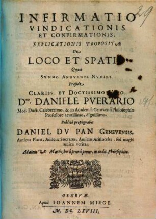 Infirmatio vindicationis & confirmationis explicationis propositae de loco et spatio