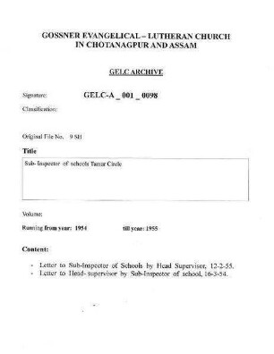 Sub-Inspector of Schools Tamar Circle