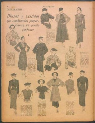 Blusas y vestidos que combinados proporcionan un bonito conjunto [Dibujos] : Para la mujer