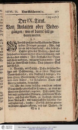 Der IX. Titul. Von Anlaiten oder Undergängen wie es damit soll gehalten werden
