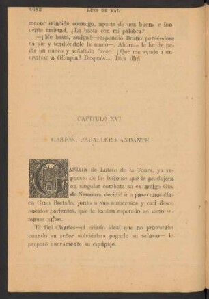 Capítulo XVI - Gastón, caballero andante