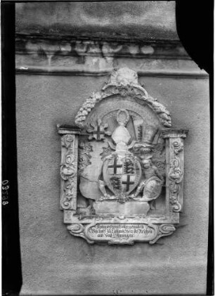 Meersburg Steigstrasse 19 - fürstbischöfliches Dienstgebäude Nordwand fürstbischöfliches Wappen
