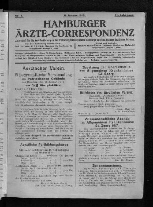 Aerztliche Fortbildungskurse im Altonaer städtischen Krankenhause im Winter 1918.